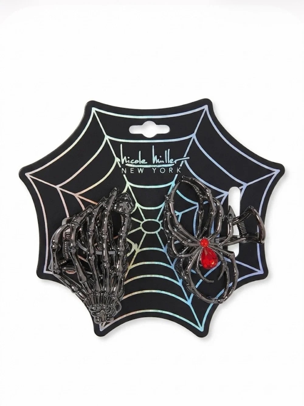 NWT ⚜️🖤⚜️ Nicole Miller Spider Metal Hair Claw Clip Set of 2